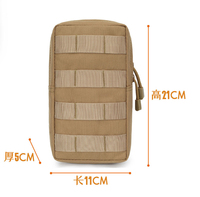 Pochette tactique avec fermeture à glissière, doublure en nylon imperméable, sangle MOLLE, sécurisez votre équipement, clip en plastique, boucle de connexion