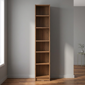 Estantería Moderna de Madera de Teca de 6 Niveles con Marco de Soporte Geométrico de Panel Plano - Product Image 1