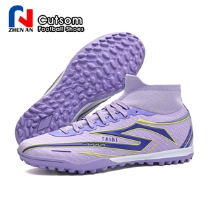 Venta al por mayor de fábrica: Zapatillas de fútbol personalizadas transpirables de caña alta TF con tacos, ideales para entrenamiento y partido, esenciales para aficionados. - Product Image 5