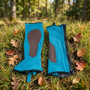 SADAF SADDLERY Demi-chaussons de protection pour chevaux en polyester turquoise avec fermeture éclair et coussinets renforcés, légers - Product Image 2