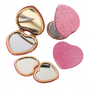 Custom Logo Printed Luxury Premium Mini Vintage Golden Heart Diamond Pocket Promotional Mirror for Small Business Promo Gifts
