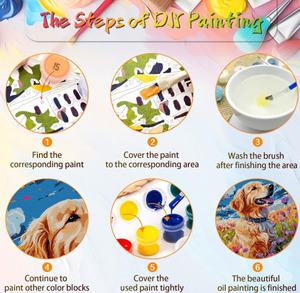 Moderne Diy <span class=keywords><strong>Painting</strong></span> Kit-Verf Hond In Bloemen Landschap Op Nummer Milieuvriendelijk Canvas Met Digitaal Printen - Product Image 3