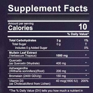 لواكة أوراق المولين لصحة الجهاز التنفسي والحصانة والعافية الشاملة تعزز صحة الشعب الهوائية مكملات أوراق الموليلين للرئة - Product Image 3