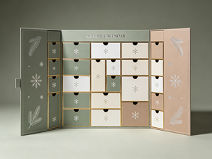 Customizable Sage Green &amp; Gold Foil <strong>Advent</strong> <strong>Calendar</strong> <strong>Box</strong>, Premium Fold-Out Christmas <strong>Calendar</strong> Packaging - Product Image 1