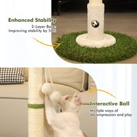 Poteaux à gratter pour chat en bois avec corde en sisal et jouet pour chat en forme de balle suspendue, arbre à chat d'intérieur de luxe