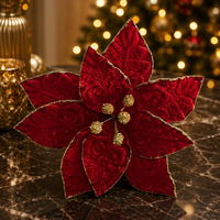Fleurs de Poinsettia artificielles en polyester, décorations pour arbre de Noël, décoration intérieure, taille personnalisée, différentes couleurs