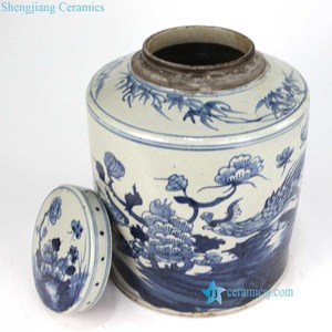 RZPJ04/05 Pot en céramique antique peint à la main de la dynastie Qing, pots de rangement en <span class=keywords><strong>porcelaine</strong></span> ancienne peints à la main - Product Image 4