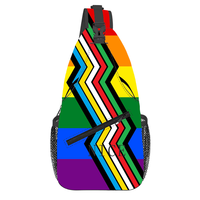 Sac de poitrine personnalisé en polyester durable motif arc-en-ciel, bandoulière imprimée par sublimation vif pour les activités Pride et les trajets quotidiens