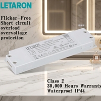 Alimentation LED certifiée CE LETARON 12V/24V 30W 40W 48W 60W, driver LED 12V pour luminaires de miroir de salle de bain