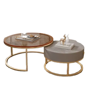 Tavolino da Salotto Rotondo in Vetro Effetto Pietra Nordico 2025 - Arredamento Moderno Minimalista di Lusso Leggero - Product Image 3