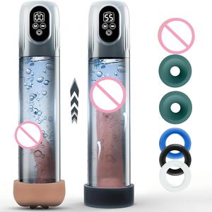 BANSEY 4 in 1 Electric Penis Stretcher <b>Pump</b> with Realistic Stroker Sleeve Silicone Cock Rings Waterproof Male Masturbator - Product Image 2