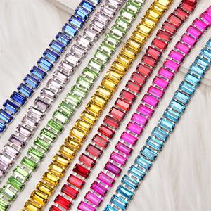 5x10Mm longue bande de Strass garniture colorée matrice Rectangle <span class=keywords><strong>verre</strong></span> Strass cristal tasse chaîne pour chaussures sacs vêtements accessoires - Product Image 1