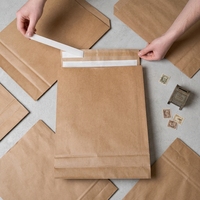 Sobre de Papel Kraft Personalizado, Reciclable, Biodegradable, Autoadhesivo, con 2 Tiras de Sellado, para Camisetas y Ropa
