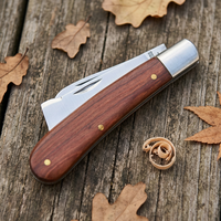 Couteau de greffage pliant avec manche en bois de rose, outil de jardinage, de camping et d'extérieur en acier inoxydable pour la taille et la bouturage
