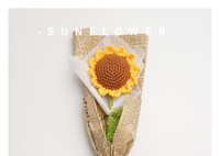 Bouquet créatif fait main en laine au crochet avec tournesols tricotés - Cadeau pour Thanksgiving, la fête des Mères, la remise des diplômes et Noël