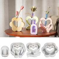 Moule en silicone pour vase à fleurs en forme de cœur en forme d'arc pour décoration de centre de table en résine, plâtre, céramique, hydroponique et mariage