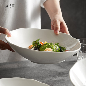 round Rock White Porcelain Rice Bowls with Stone Pattern Noodle <b>Soup</b> & Salad Bowls for Parties - Product Image 3