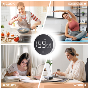 Vòng <span class=keywords><strong>Wall</strong></span> Mount LED Hẹn Giờ Quay Từ Nấu Ăn Hẹn Giờ Kỹ Thuật Số Điện Tử Nhà Bếp Hẹn Giờ Từ Màu Đen Có Thể Sạc Lại Pin - Product Image 6