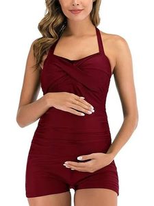 <span class=keywords><strong>Maillot</strong></span> <span class=keywords><strong>de</strong></span> <span class=keywords><strong>bain</strong></span> <span class=keywords><strong>de</strong></span> maternité une pièce couleur unie avec short, personnalisable (LOGO, OEM, ODM) pour femme enceinte - Product Image 3