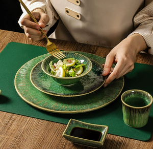 Juego de Vajilla de Cerámica Japonesa Retro con Esmalte Cambiante, Platos y Tazones de Gres Acanalado, Tamaño y Logotipo Personalizados para Hoteles y Restaurantes - Product Image 5