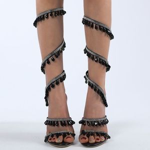 Crtsyal Talons Carre Tendanc, Tacones de Tiras Sexys y Lujosos con Cordones en el Tobillo, 2025 - Product Image 5