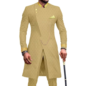Ensemble de survêtement 2 pièces en coton pour homme – Collection Printemps Décontractée – Respirant, Grandes Tailles, Imprimé Ethnique Africain, Motif Tissé Teint à la Cire, Brodé - Product Image 3