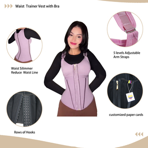 Corset amincissant <span class=keywords><strong>femme</strong></span> overbust à 13 baleines, gaine de maintien abdominal et serre-taille avec fermeture éclair et crochets intérieurs - Product Image 4