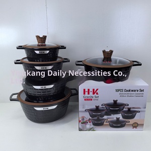 New Modern 11-Piece Aluminum Die-<strong>Casting</strong> Soup Pot Set Double Bottom <strong>Silicone</strong> <strong>Handles</strong> Glass Lid PTFE Coating Sustainable Gas - Product Image 6