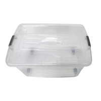 Sac de rangement en plastique transparent durable de 12 gallons avec couvercle et roulettes