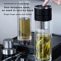 Couvercle à ouverture rapide tasse de séparation de thé voiture Portable thé Thermos tasse boucle à une main boucle à pression Double paroi verre tasse à eau