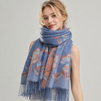 Écharpe élégante à imprimé floral pour femme, douce au toucher comme du cachemire, châle chaud d'hiver, grande cape enveloppante à franges et pompons, pashmina surdimensionnée