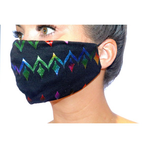 Maschera nera multi colore diamante viso - Product Image 3