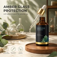 Huile parfumée Musc Blanc en flacon en verre ambré anti-lumière 100ml, longue durée, pour la fabrication de bougies, savons, bombes de bain DIY, logo personnalisé