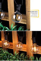 Party- und Weihnachtsdekoration IP65 Hochzeits-Lichterkette für Außenbereich Flexibles Kupferkabel LED G40 Kugellichter 15 Stück