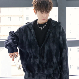 Felpa da Bad Boy stile americano con cappuccio profondo V colore sbiadito due in uno-Look Premium Versatile da uomo - Product Image 1