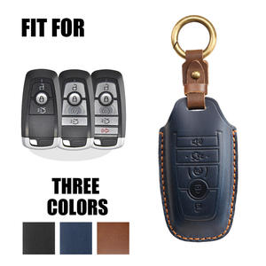 Étui pour clé de voiture en cuir, sac à clés, clé intelligente pour Ford Focus, Mondeo et Edge, en cuir véritable, pochette à clés artisanale - Product Image 1