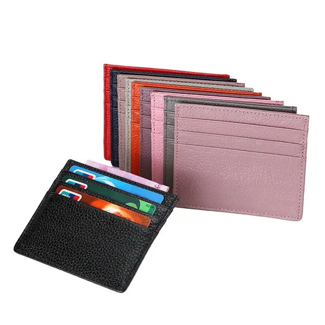 ILIVE Genuine Leather RFID Blocking Card Case Wallet Slim Super Thin 6 Card Slots Compact Wallet