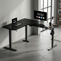 Bureau électrique en forme de L avec plateau en trois parties de 800x600mm, un moteur, réglage de la hauteur sur 2 niveaux, bureau d'ordinateur de bureau réglable en hauteur