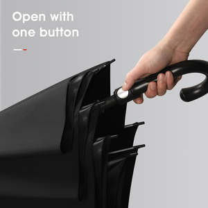 <span class=keywords><strong>Parapluie</strong></span> droit automatique à 8 os pour hommes d'affaires pour adultes avec impression de logo personnalisé Parasol en caoutchouc noir avec poignée incurvée Impression UV - Product Image 3