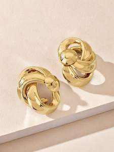 Kaimei 2025イヤリングファッションジュエリートレンディなファッションメタルスタッドイヤリング誇張幾何学的な真鍮ハンマーイヤリング女性用 - Product Image 6