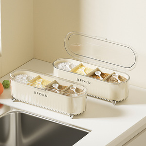 Uforu Four In One Spice Jar With Spoon L Size Airtight Kitchen Condiment <b>Container</b> For Solid Seasonings - Product Image 1