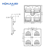 HONJU 60 Degrés LED 5050 Module Lentille de Réverbère 4 Perles de Lampe Optique PC Plano-Convexe pour Stade Extérieur Utilisation Polarisée