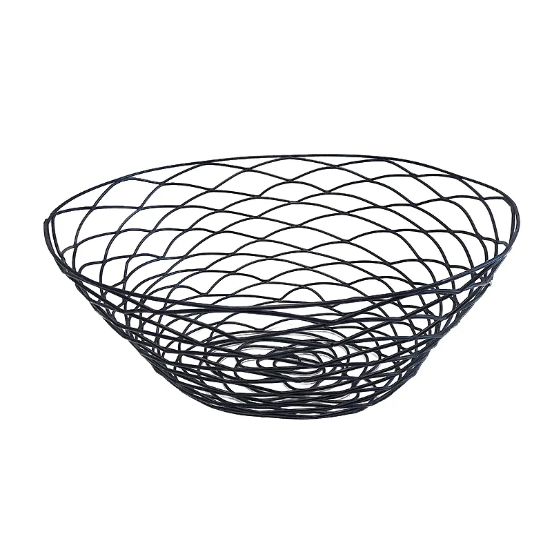 Hot selling wire food fruit and vegetable basket storage basket home stackable metal black