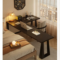 Bureau d'angle dans la chambre - Bureau d'ordinateur en bois massif en forme de L pour usage professionnel, adapté à la maison, long bureau d'écriture noir