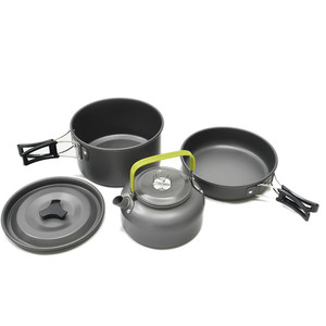 2~3 Person Camping Cookware Mess Kit <b>With</b> Kettle Non Stick Pot Outdoor Cookware Non-Stick Lightweight Pots Set for Camping - Product Image 3