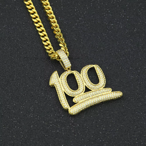Hip-hop <b>copper</b> men's jewelry micro-inlaid zircon 100-point pendant. - Product Image 3