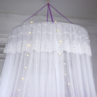Moustiquaire de lit pliante style coréen Twinkle Star toutes saisons avec éclairage intégré et rideau, ensemble de literie