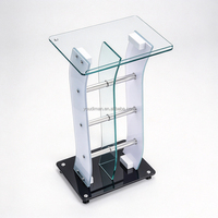 Pupitre moderne en verre trempé incurvé givré, podium de présentation en verre semi-transparent pour église, conférence, réception d'hôtel