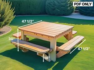 Mesa de Picnic Personalizada, Planos de Mesa de Jardín Sencillos, Instrucciones Fáciles de Construir, Descarga de PDF, Muebles de Exterior - Product Image 4