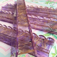 Support et poussoir pour tuiles de Mahjong américain en acrylique, bord ondulé, marbre violet doré, ensemble de supports pour tuiles de Mahjong, accessoires de Mahjong